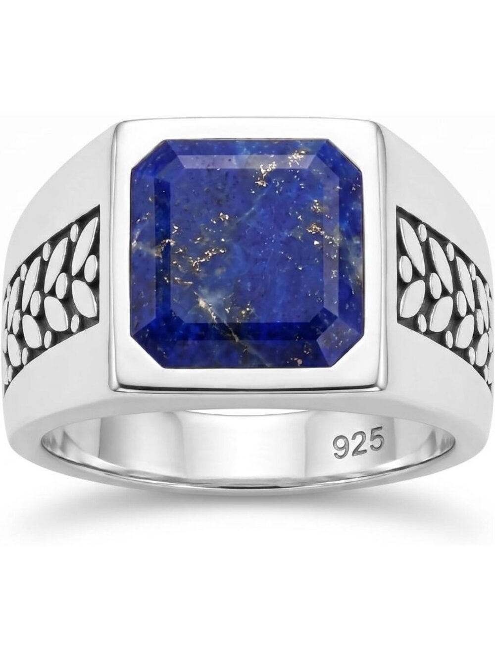 Handmade Natural Lapis Lazuli Ring in 925 Sterling Silver - Vintage Men's